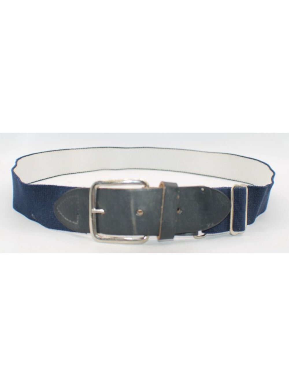 Vintage Navy Blue Elastic Belt Adjustable Stretch Waist Belt Faux Leather Buckle